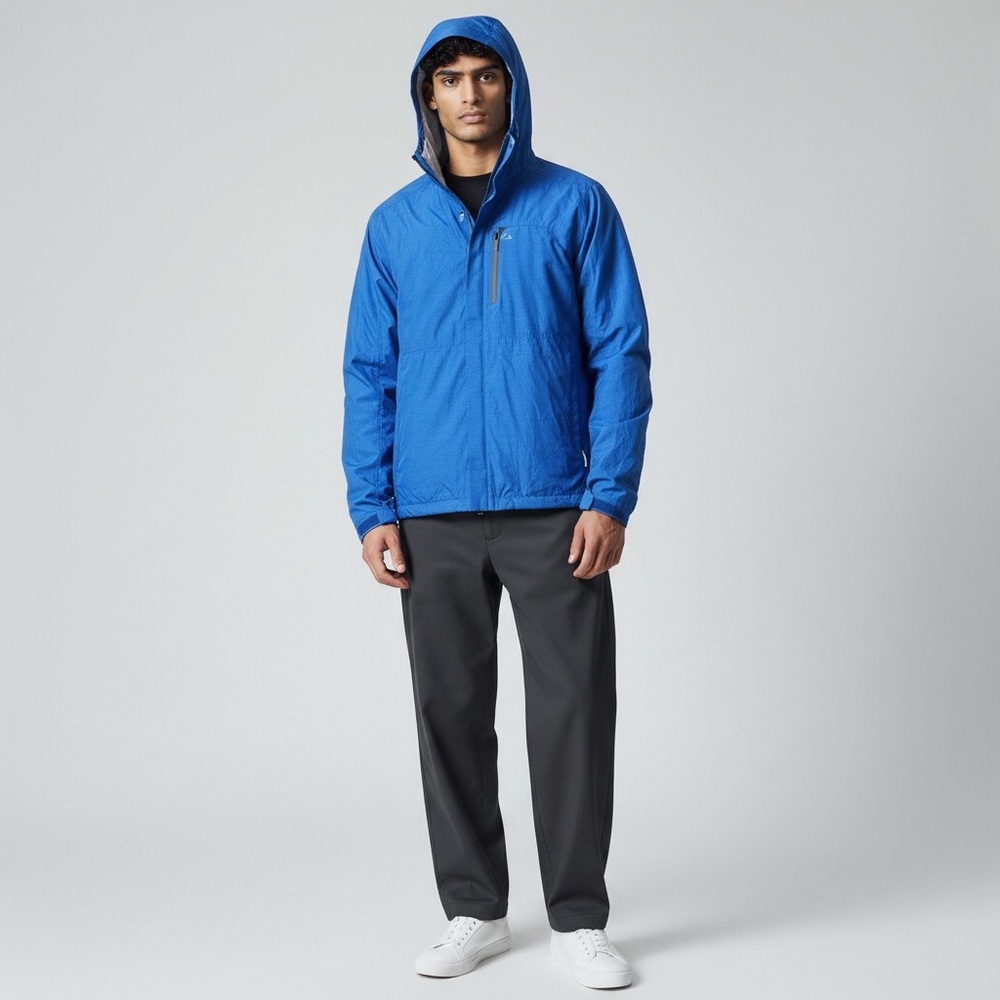 Paradox Men’s Blue Waterproof Rain Jacket Hooded Lightweight‎ Shell XL